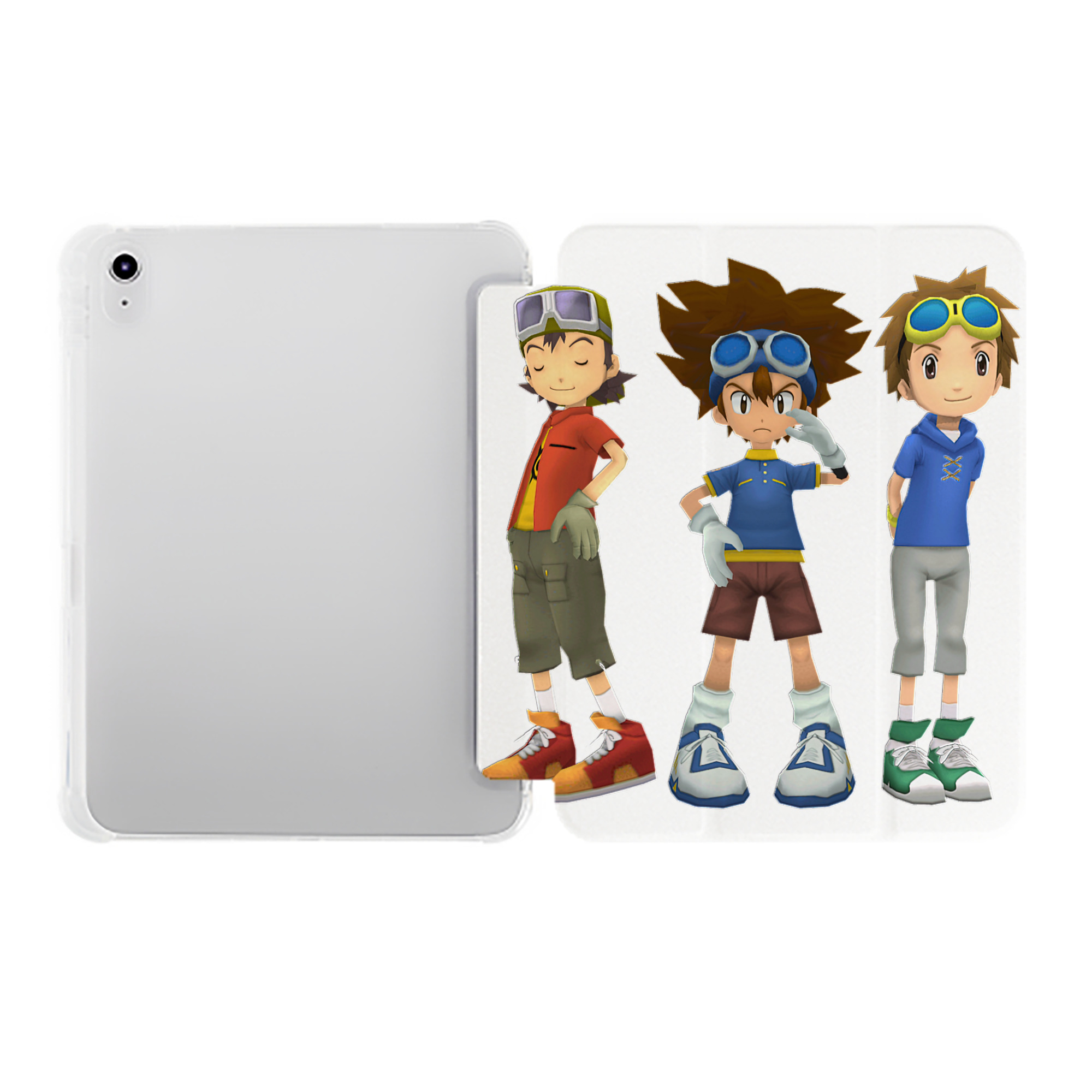 （画像用） Digimon デジタルモンスター/デジモン IPad ケース ペン収納付き 三つ折りスタンド PUレザー×シリコン 対応機種9.5/10.5/10.9インチ